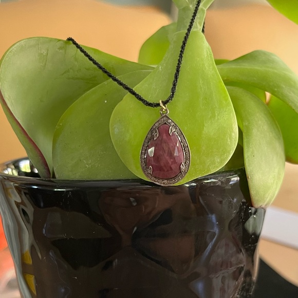 Julie Starr Dresner Pink Saphire and Black Diamond Pendant - Picture 7 of 14